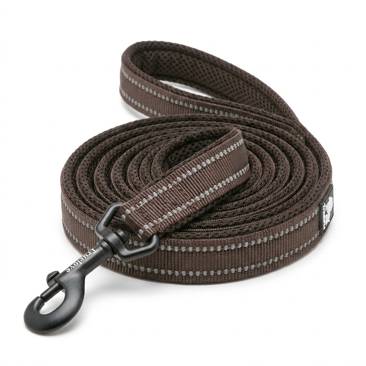 Laisse pour chien avec poignée rembourrée, 110 cm - Marron