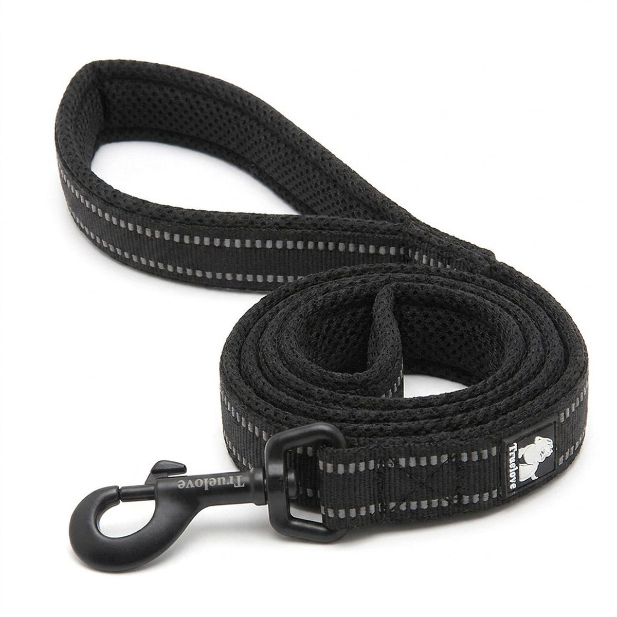 Laisse pour chien avec poignée rembourrée, 110 cm - Noir