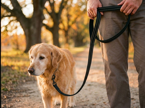 Laisse pour chien avec poignée rembourrée, 110 cm, en situation