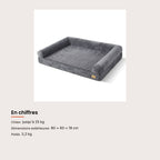 Panier orthopédique pour chien avec bourrelets, 80 × 60 cm, dimensions et charge maximale