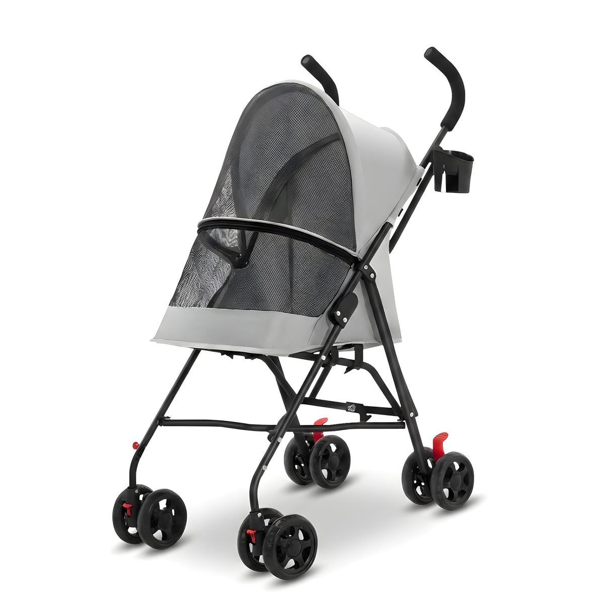 Poussette canne pour chien, légère et pliable - Gris