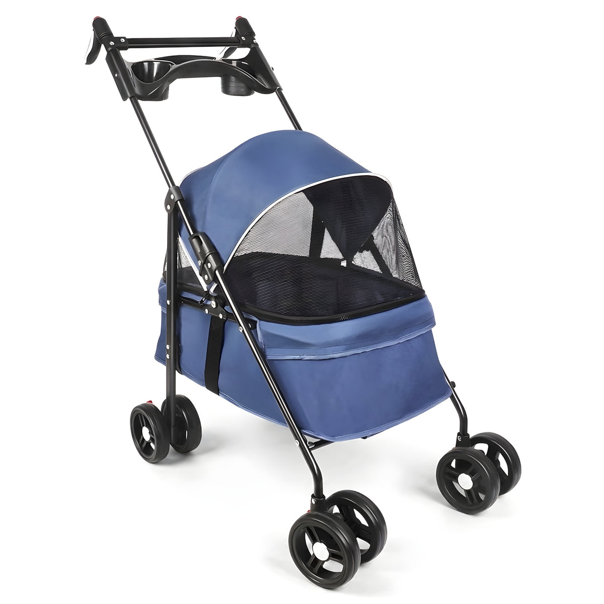 Poussette pour petit chien 2 en 1, panier amovible - Bleu