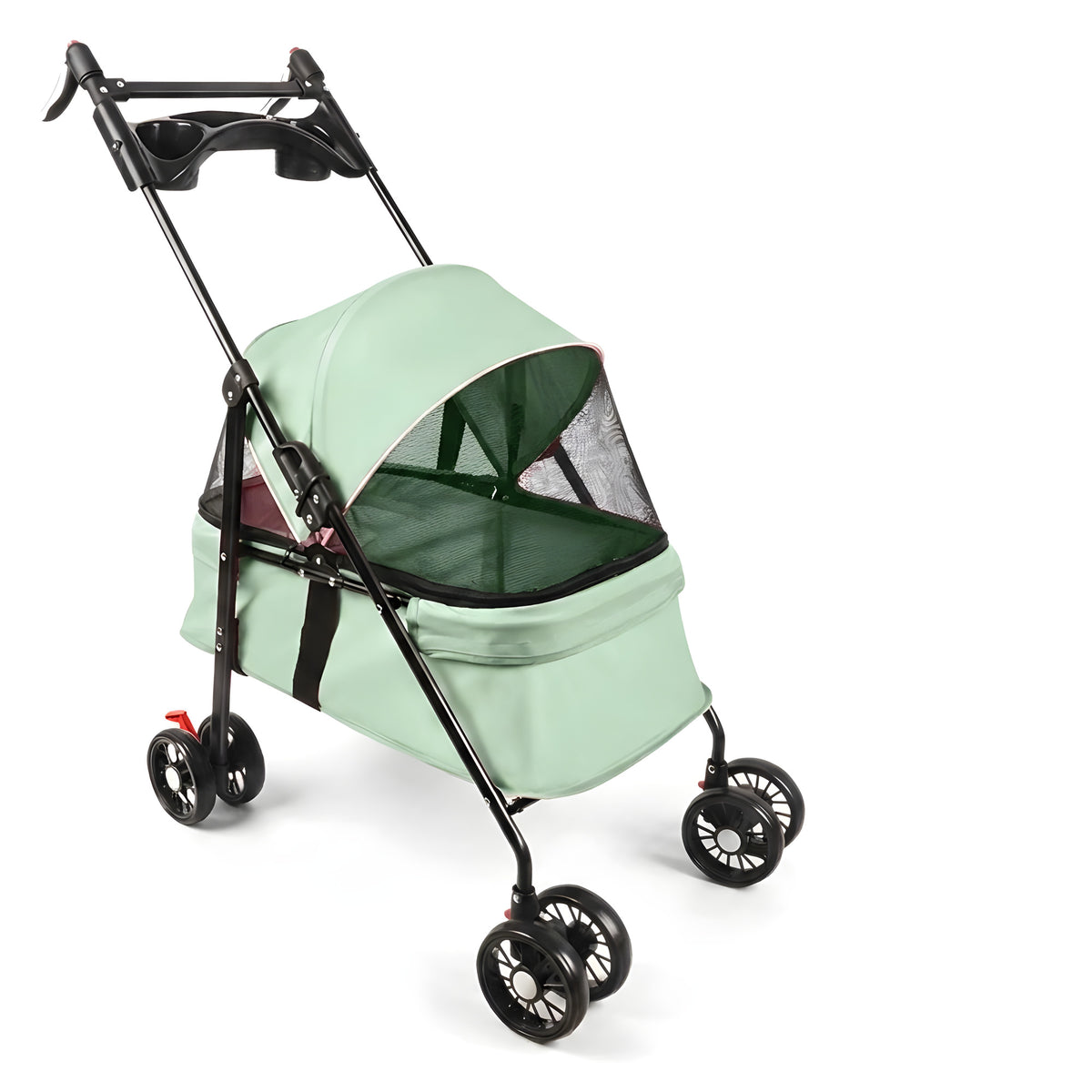 Poussette pour petit chien 2 en 1, panier amovible - Vert