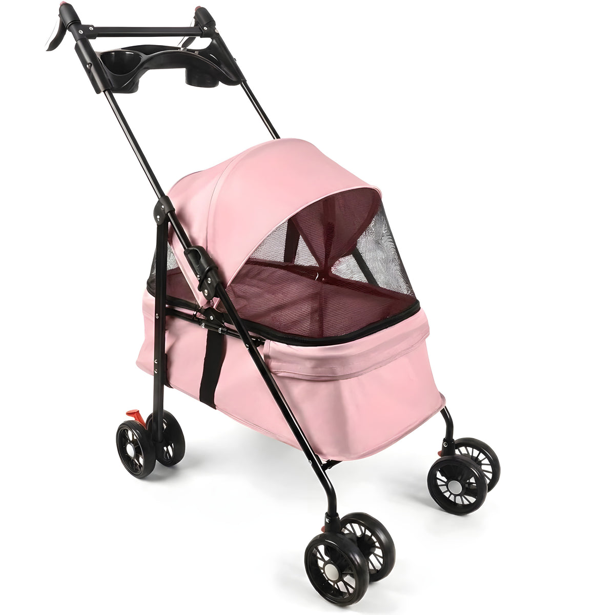 Poussette pour petit chien 2 en 1, panier amovible - Rose