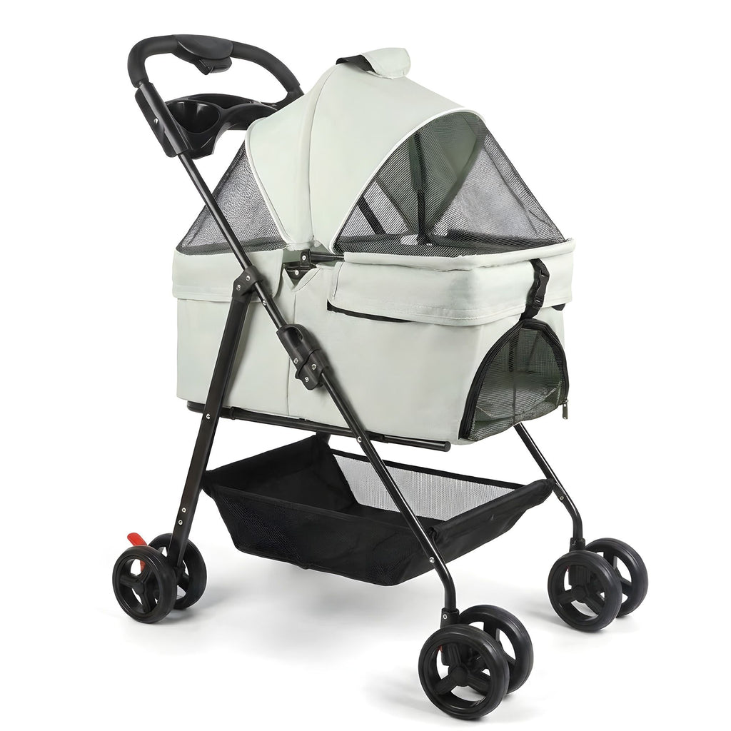 Poussette pour chien pliable grand confort - Gris
