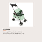 Poussette pour petit chien 2 en 1, panier amovible, dimensions et charge maximale