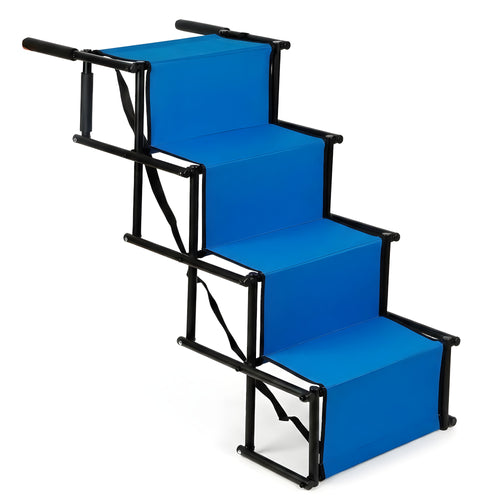 Escalier pour chien pliable, voiture et lit, jusqu'à 75 kg - Bleu
